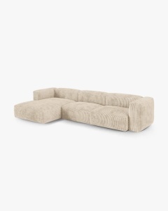 COLTAR PE STANGA MARTINA, 330X176 CM, ADANCIME SCAUN 90 CM, BEJ DESCHIS, TAPITAT CU TAPITERIE DIN TEXTIL CORDOI TILIA, MICADONI - Img 2