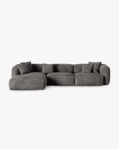 COLTAR PE STANGA MARTINA, 330X176 CM, ADANCIME SCAUN 90 CM, GRI, TAPITAT CU TAPITERIE DIN TEXTIL CATIFEA VOGUE, MICADONI