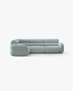 COLTAR PE STANGA NEO, ALBASTRU DESCHIS, 295X210 CM, TAPITAT CU TAPITERIE DIN TEXTIL BOUCLE BALOO, MICADONI