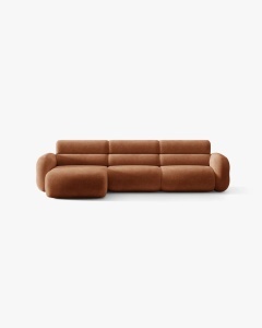 COLTAR PE STANGA, NEO, CARAMIZIU, 305X165 CM, TAPITAT CU TAPITERIE DIN TEXTIL CHENILLE GOLD, MICADONI