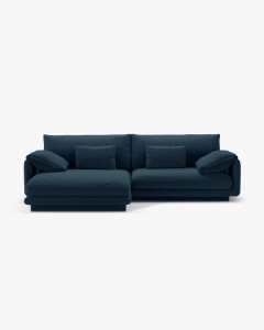 COLTAR PE STANGA TORINO, 250X170, ALBASTRU MARIN, CU TAPITERIE DIN TEXTIL STRUCTURAT WIND, MICADONI