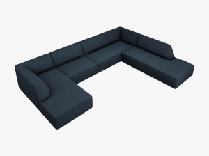 COLTAR RUBY, CU 7 LOCURI, PE DREAPTA, ALBASTRU MARIN, CU TAPITERIE DIN TEXTIL STRUCTURAT OTTAWA, MICADONI - Img 3