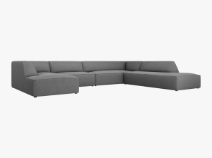 COLTAR RUBY, CU 7 LOCURI, PE DREAPTA, GRI, CU TAPITERIE DIN TEXTIL STRUCTURAT OTTAWA, MICADONI - Img 2