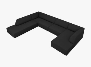 COLTAR RUBY, CU 7 LOCURI, PE DREAPTA, NEGRU, CU TAPITERIE DIN TEXTIL STRUCTURAT OTTAWA, MICADONI - Img 3