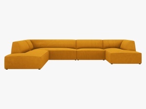 COLTAR RUBY, CU 7 LOCURI, PE STANGA, GALBEN, CU TAPITERIE DIN CATIFEA REIATA MATA, MICADONI - Img 2