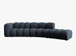 COLTAR SEMIROTUND LUPIN, DREAPTA, 5 LOCURI, 335 CM, ALBASTRU ROYAL 86, TAPITERIE CHENILLE, DESIGN DEOSEBIT - Img 2