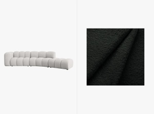 COLTAR SEMIROTUND LUPIN, STANGA/DREAPTA, 5 LOCURI, 335 CM, DIVERSE NUANTE, TAPITERIE BOUCLE, DESIGN DEOSEBIT - Img 7