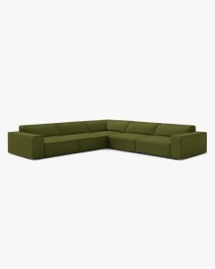 COLTAR SIMETRIC JODIE, 283X283 CM, VERE MASLINIU INCHIS, TAPITAT CU TAPITERIE DIN TEXTIL BOUCLE BALOO, MICADONI