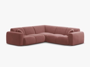 COLTAR SIMETRIC MOLINO, 252 CM, ROZ FLAMINGO, CU TAPITERIE DIN TEXTIL CATIFEA VELVET CASINO, MICADONI