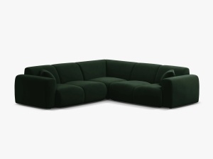 COLTAR SIMETRIC MOLINO, 252 CM, VERDE SMARALD, CU TAPITERIE DIN TEXTIL CATIFEA VELVET CASINO, MICADONI