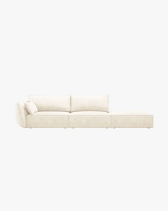 COLTAR SPATIOS SI CONFORTABIL KAELLE, 264 CM, PE DREAPTA, BEJ DESCHIS, CU TAPITERIE DIN TEXTIL CHENILLE OVER THE HORIZON, MICADONI