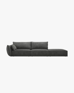 COLTAR SPATIOS SI CONFORTABIL KAELLE, 264 CM, PE DREAPTA, GRI INCHIS, CU TAPITERIE DIN TEXTIL CHENILLE OVER THE HORIZON, MICADONI