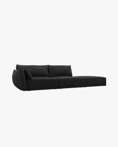 COLTAR SPATIOS SI CONFORTABIL KAELLE, 264 CM, PE DREAPTA, NEGRU, CU TAPITERIE DIN TEXTIL CHENILLE OVER THE HORIZON, MICADONI - Img 2