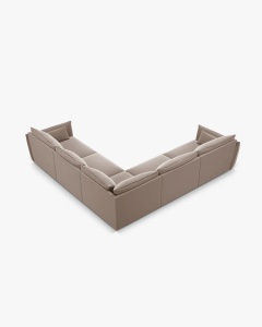 COLTAR SPATIOS SI CONFORTABIL KAELLE, 286 CM, CU 7 LOCURI, CAPPUCCINO, CU TAPITERIE DIN TEXTIL CATIFEA BLUVEL, MICADONI - Img 3