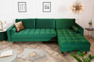 COLTAR SUPER CONFORTABIL 260CM, VELVET II, DIN LEMN SI CATIFEA VERDE SMARALD, ARTIM GROUP SELECTION - Img 3