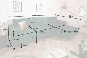 COLTAR SUPER CONFORTABIL 260CM, VELVET II, DIN LEMN SI CATIFEA VERDE SMARALD, ARTIM GROUP SELECTION - Img 8
