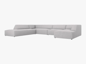 COLTAR UBY, CU 7 LOCURI, PE STANGA, GRI DESCHIS, CU TAPITERIE DIN TEXTIL STRUCTURAT OTTAWA, MICADONI - Img 2