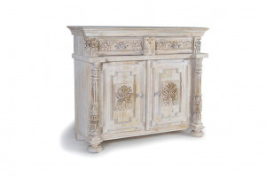 COMODA 120CM, ALB ANTICHIZAT, DIN LEMN DE MANGO, REALIZAT MANUAL, GINER Y COLOMER - Img 2