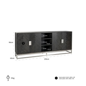 COMODA BLACKBONE CU 4 USI, NEGRU RUSTIC, 7416, CONFECTIONATA DIN FURNIR DE STEJAR SI METAL, RICHMOND INTERIORS - Img 4