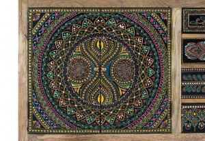 COMODA/BUFET 107CM, MULTICOLOR/NATURAL, DIN LEMN DE MANGO, PICTAT MANUAL - Img 5