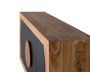 COMODA/BUFET 160CM, NATURAL/NEGRU, DIN LEMN DE MANGO, DESIGN EXTRAVAGANT - Img 6