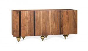 COMODA/BUFET 180CM, DIN LEMN DE MANGO, BLAT DIN MARMURA SI PICIOARE DIN METAL, DESIGN EXTRAVAGANT - Img 2