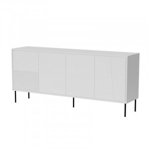 COMODA, CAMA-ABI-COMODA-BI/BI 200CM, DIN PLACI LAMINATE SI MDF, ALB MAT, DESIGN MODERN - Img 4