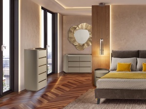 COMODA DORMITOR CIRZE 115CM, REALIZATA DIN METAL, MDF SI PIELE, DESIGN MODERN, PRODUS DE LUX - Img 3
