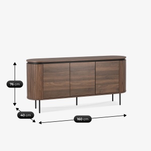 COMODA LIVING 160CM, ARTIM MEBLE, CU 3 USI, REALIZATA DIN MDF, CULOARE NUC, STIL MODERN - Img 6