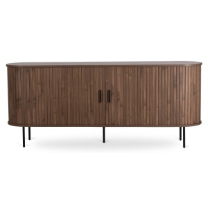 COMODA LIVING 180CM, ARTIM MEBLE, CU 2 USI SI SERTARE, REALIZAT DIN MDF SI METAL, CULOARE NUC, STIL MODERN - Img 4