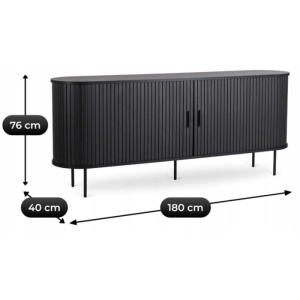 COMODA LIVING 180CM, ARTIM MEBLE, CU 2 USI SI SERTARE, REALIZAT DIN MDF SI METAL, CULOARE NEAGRA, STIL MODERN - Img 9