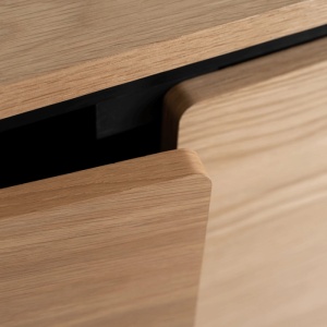 COMODA LIVING, ARTIM MEBLE, CU 4 USI, REALIZAT DIN MDF SI METAL, CULOARE NEGRU/STEJAR, STIL MODERN - Img 7