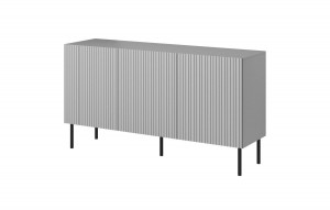 COMODA LIVING ASENSIO KM-1, 150X81 CM, GRI DESCHIS/NEGRU, MDF LAMINAT, PAL SI METAL, STIL MODERN - Img 2