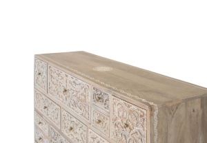 COMODA LIVING INDIRA 115CM, REALIZATA DIN LEMN DE MANGO, CULOARE NATUR/ALB ANTICHIZAT, GINER Y COLOMER - Img 3