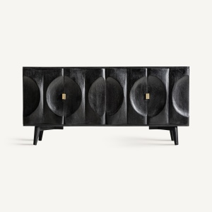COMODA LIVING LABAR 170CM, REALIZATA DIN LEMN DE MANGO, CULOARE NEAGRA, REALIZATA MANUAL - Img 3
