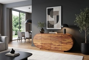 COMODA LIVING ORGANIKO 180CM, REALIZATA DIN LEMN MASIV DE TRANDAFIR, CULOARE NATUR/MARO, INVICTA INTERIOR - Img 4