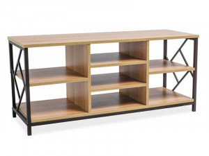 COMODA TABLO TV, STEJAR/MARO INCHIS, DIN METAL SI MDF, STIL MODERN, SIGNAL