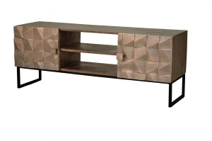 COMODA TV 140CM, REALIZATA DIN LEMN DE MANGO SI METAL, CULOARE MARO INCHIS, GINER Y COLOMER