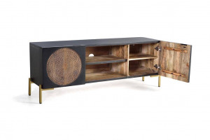 COMODA TV 145CM, NEGRU/NUC INCHIS, DIN LEMN DE MANGO/AURIU, GINER Y COLOMER - Img 4