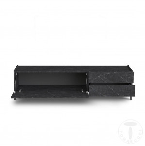 COMODA TV 160CM, EDDY BLACK, COD 4686, STIL MODERN, REALIZATA PANOURI LAMINATE, EFECT MARMURA NEAGRA - Img 3