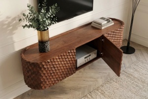 COMODA TV, ALDON 160CM, REALIZAT DIN LEMN DE MANGO 3D SI METAL, CULOARE MARO, ARTIM GROUP SELECTION - Img 3