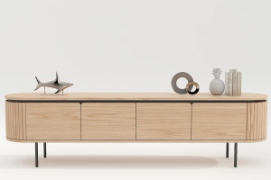 COMODA TV, ATELIER 200CM, FURNIR DE STEJAR SI PICIOARE DIN METAL, CULOARE NATUR, ARTIM GROUP SELECTION