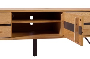 COMODA TV, EDGE 160CM, LEMN DE STEJAR SI SUPORT METALIC, CULOARE NATUR, ARTIM GROUP SELECTION - Img 3