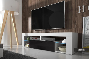 COMODA TV HUGO DE CULOARE NEAGRA 140CM DESIGN MODERN - Img 1