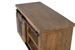 COMODA TV INDUSTRIAL 90CM, REALIZATA DIN LEMN DE MANGO SI METAL, CULOARE NATUR/NEGRU, GINER Y COLOMER - Img 4