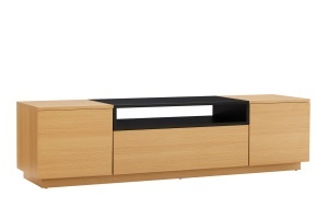 COMODA TV LOFT 160CM, REALIZATA DIN MDF SI FURNIR STEJAR, CULOARE NEGRU/NATUR, ARTIM GROUP SELECTION - Img 5