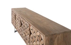 COMODA TV MYSORE 177CM, REALIZATA DIN LEMN DE MANGO SI METAL, CULOARE NATUR, GINER Y COLOMER - Img 4