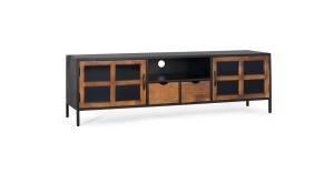 COMODA TV NEWARK 180CM, REALIZATA DIN LEMN DE MANGO SI METAL, CULOARE NATUR/NEGRU, GINER Y COLOMER