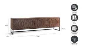 COMODA TV OCASO 170CM, REALIZATA DIN LEMN DE MANGO SI METAL, CULOARE NUC INCHIS, GINER Y COLOMER - Img 7