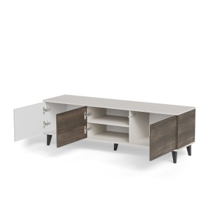 COMODA TV RANDOM 2 RTV-1, 150X47 CM, CASMIR/NUC/NEGRU, DIN MDF FURNIRUIT, POLIPROPILENA SI METAL, STIL MODERN - Img 2